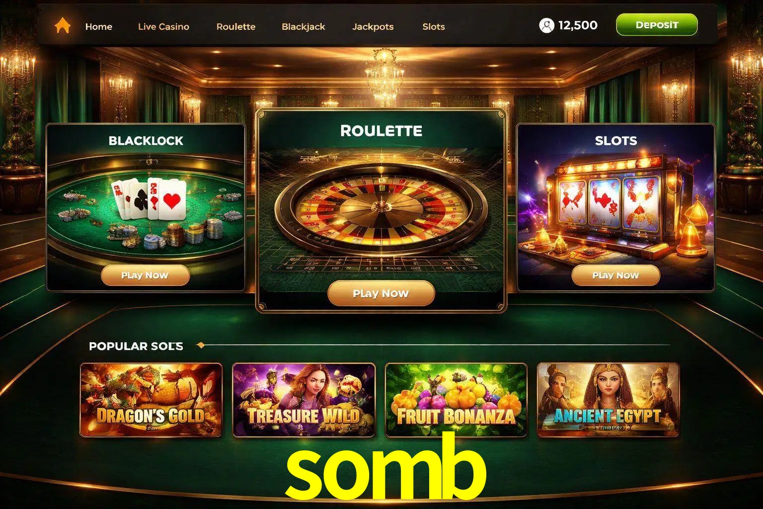 Vista de la plataforma somb Casino mostrando categorías organizadas de juegos en línea